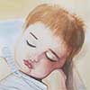 Portrait of a sleeping baby with watercolors
