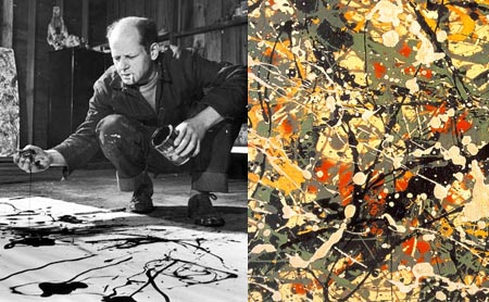 Pollock pintando con acrílicos